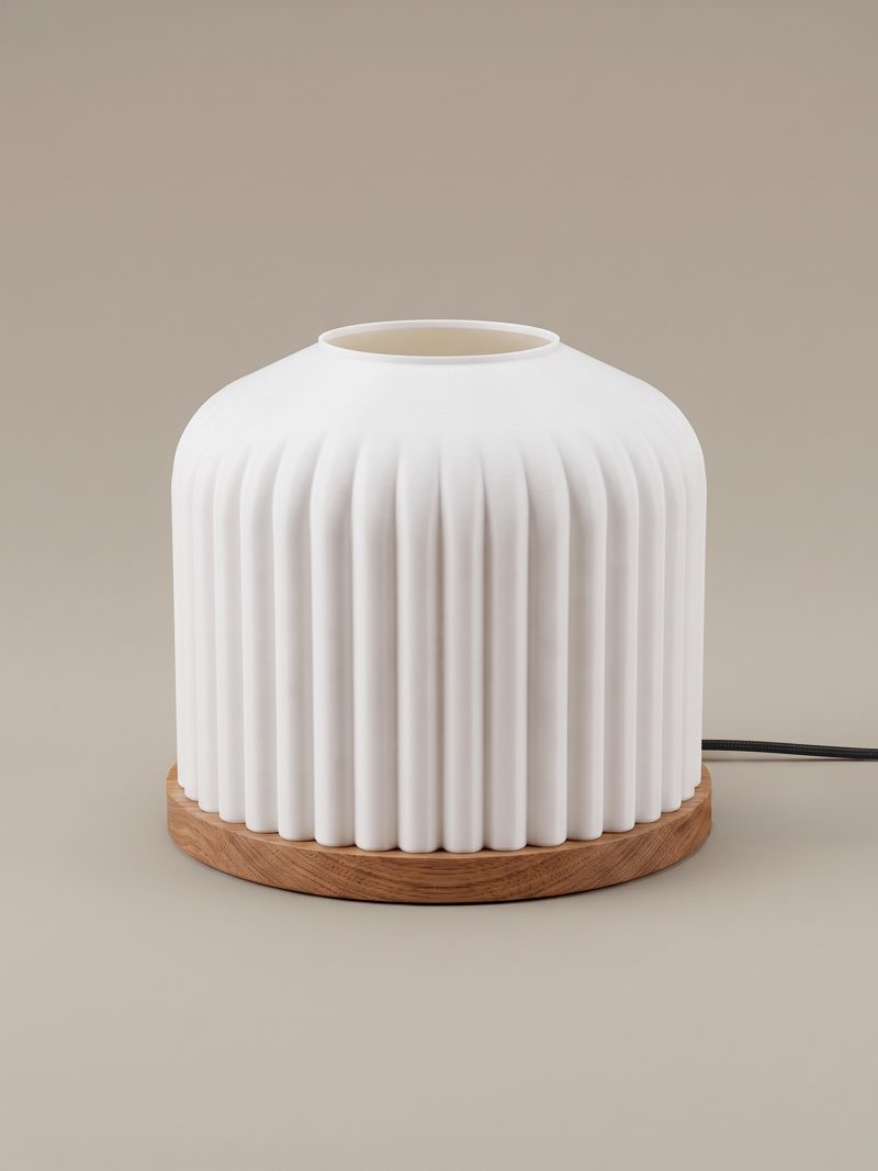 Corolle – Bordslampa i massiv ek med 3D-printad skärm